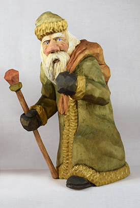 Homeward Bound Santa carving rough out by Dale Green