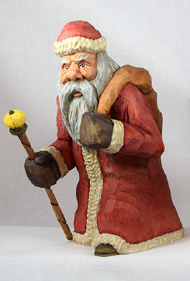 Homeward Bound Santa carving rough out by Dale Green
