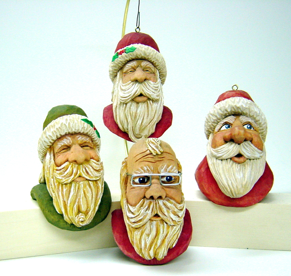 Santa Ornaments carving rough out by Dale Green