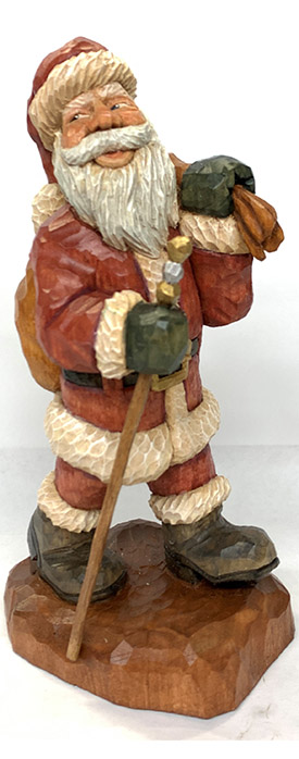 Strollin Santa carving rough out by Dale Green